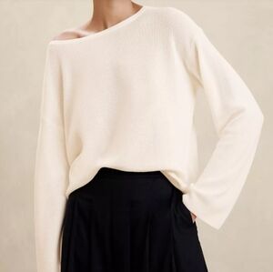 NWT Banana Republic Cotton/Modal Ribbed Knit Cream Sweater